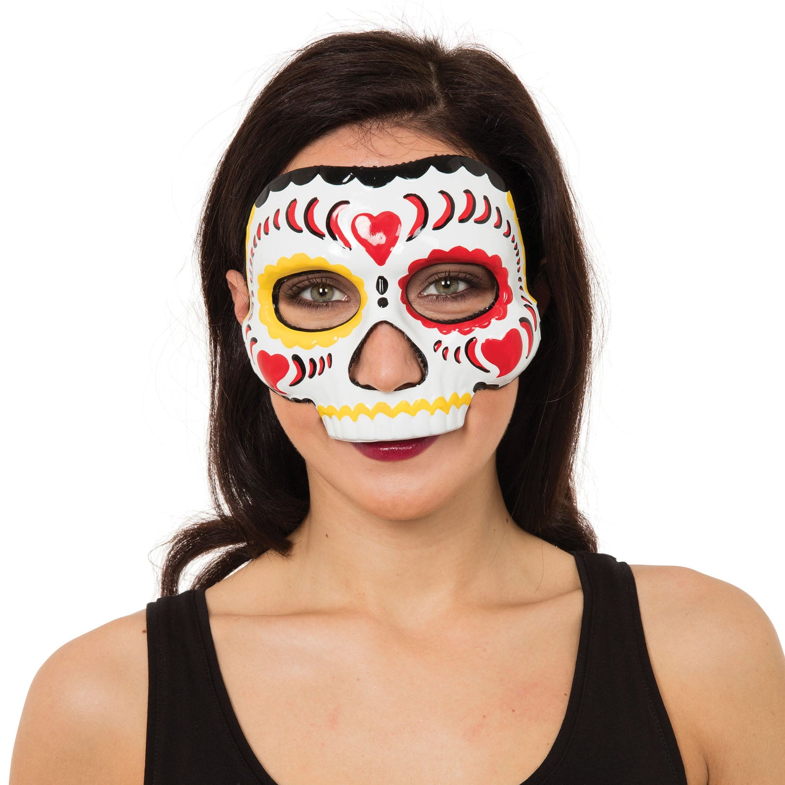 Day of The Dead Mask Painted Skull on Elastic Strap 1