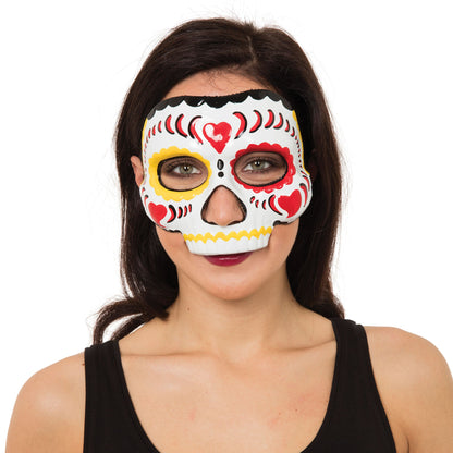 Day of The Dead Mask Painted Skull on Elastic Strap 1