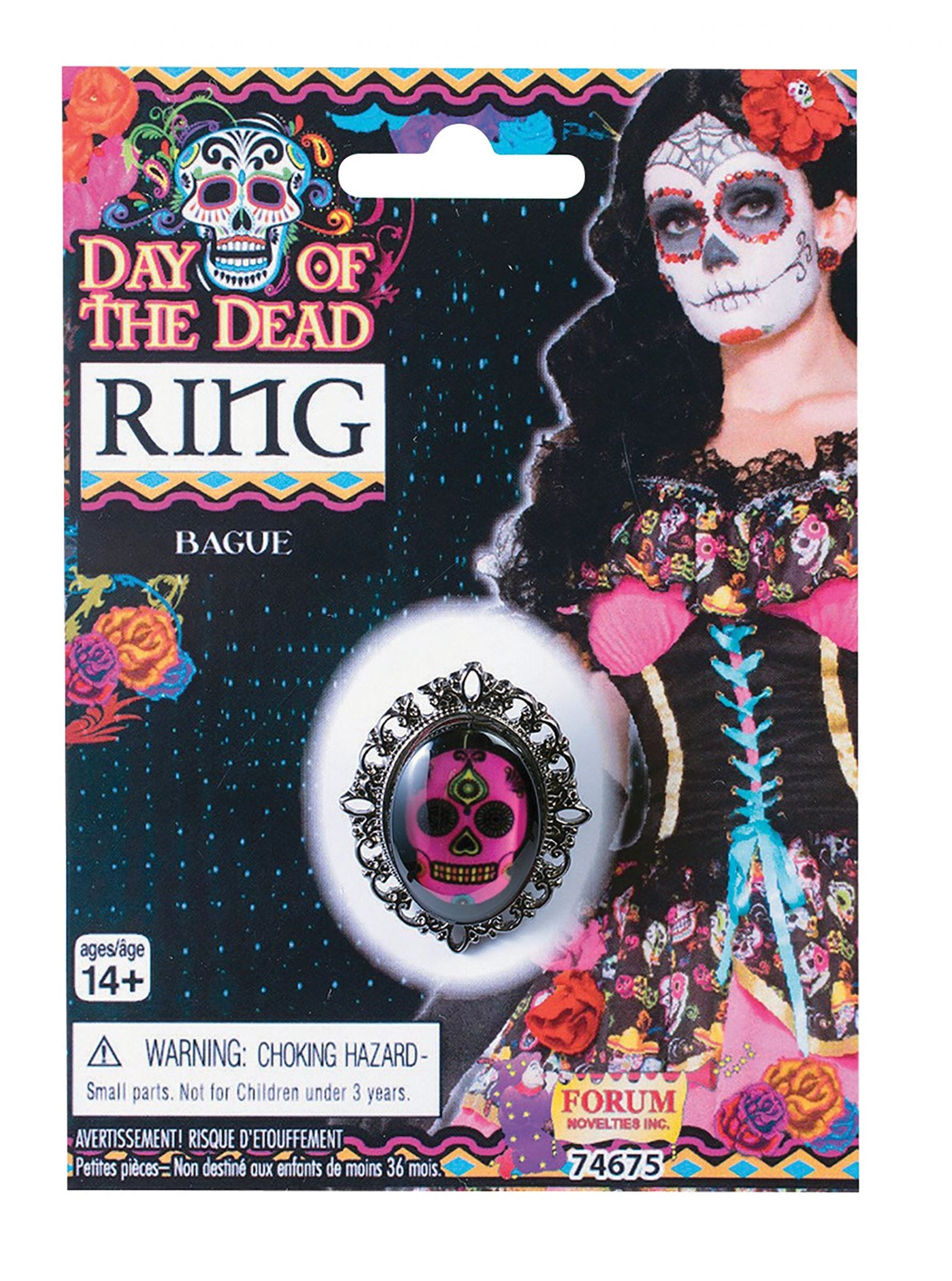 Day of The Dead Ring Pink Skull Costume Accessory 1