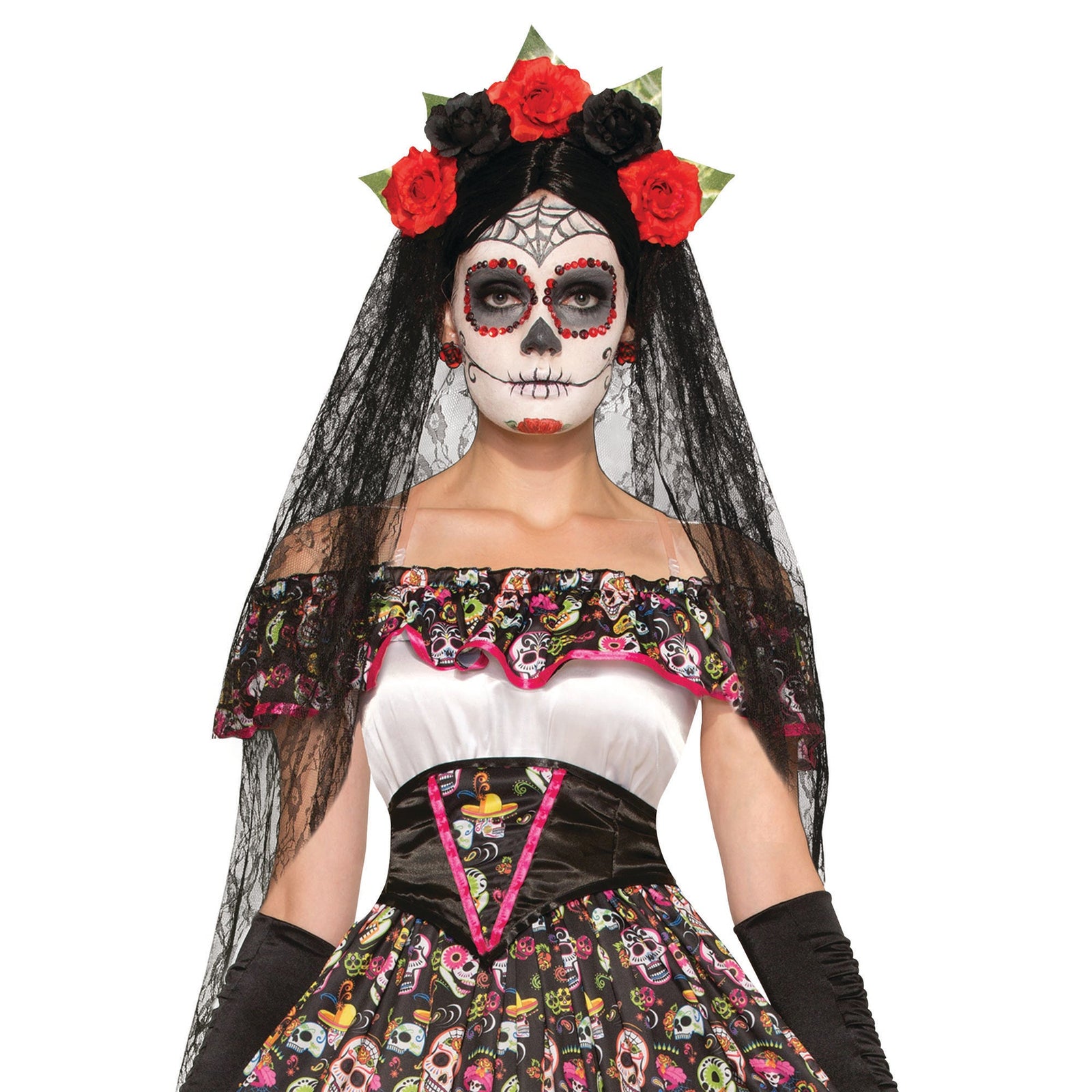 Day of The Dead Veil Black Dark Bride Costume Accessory 1
