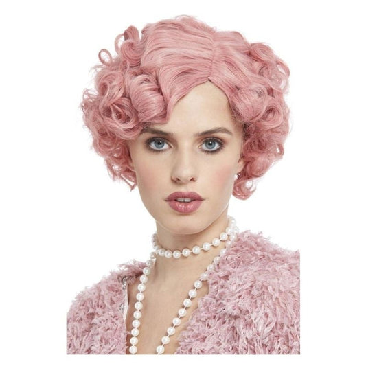 Deluxe 20s Flirty Flapper Wig Pastel Pink 1