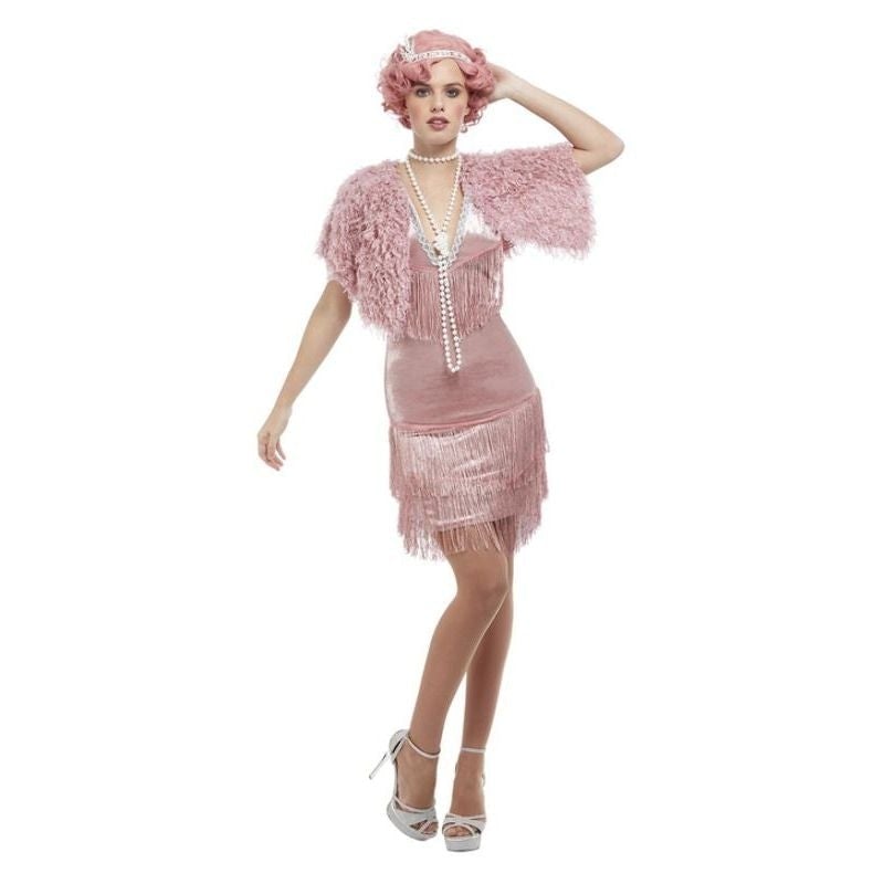 Deluxe 20s Vintage Pink Flapper Adult Costume_1