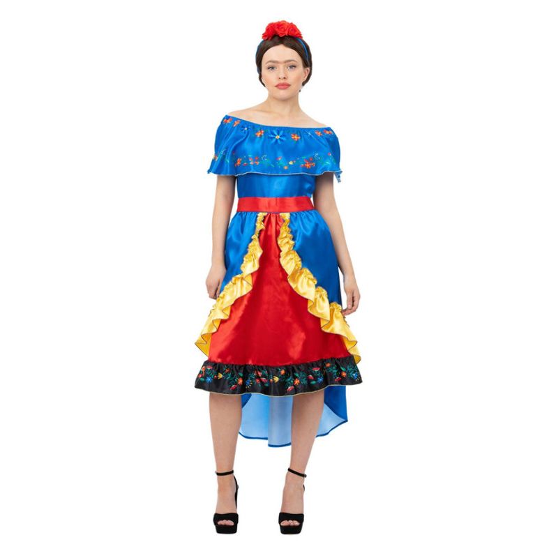 Deluxe Artist Frida Costume Ladies Adult Dress and Headband 1