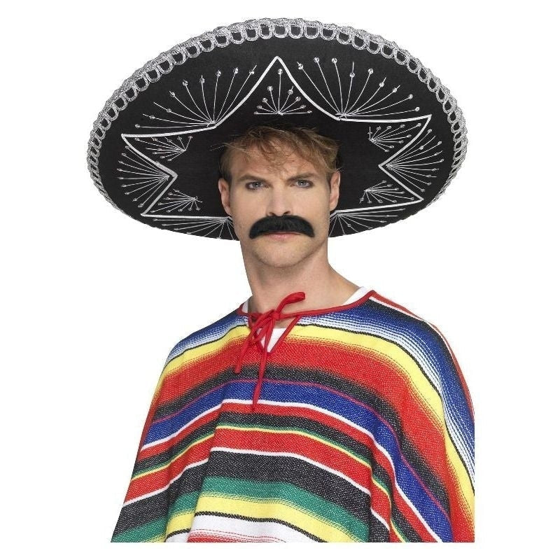 Deluxe Authentic Sombrero Adult Black with Silver Braiding 2