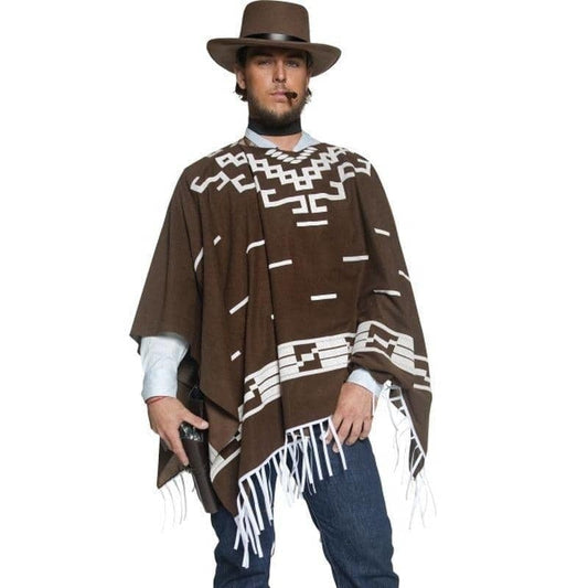 Deluxe Authentic Western Wandering Gunman Costume Adult Brown Poncho 2