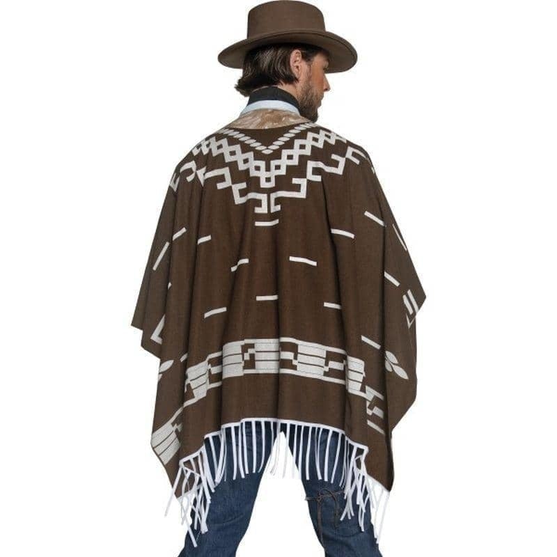 Deluxe Authentic Western Wandering Gunman Costume Adult Brown Poncho_3