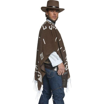 Deluxe Authentic Western Wandering Gunman Costume Adult Brown Poncho