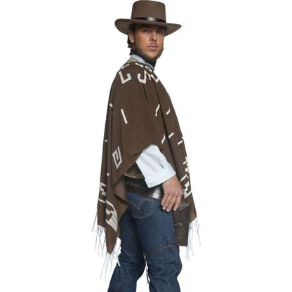 Deluxe Authentic Western Wandering Gunman Costume Adult Brown Poncho 4