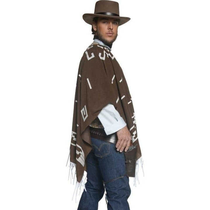 Deluxe Authentic Western Wandering Gunman Costume Adult Brown Poncho_4