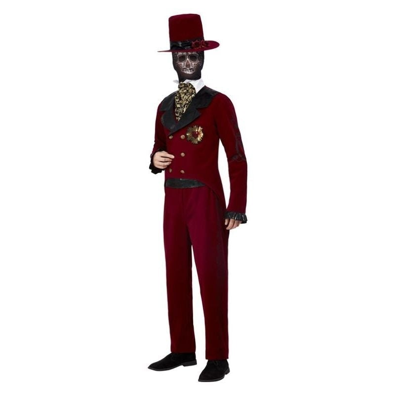 Deluxe Day Of The Dead Sacred Heart Groom Costume Burgundy 1