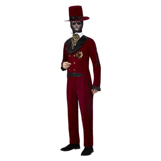 Deluxe Day Of The Dead Sacred Heart Groom Costume Burgundy 1