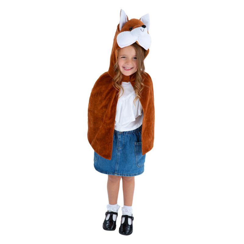 Fox Cape Kids Brown Plush Animal Deluxe Costume Accessory 1