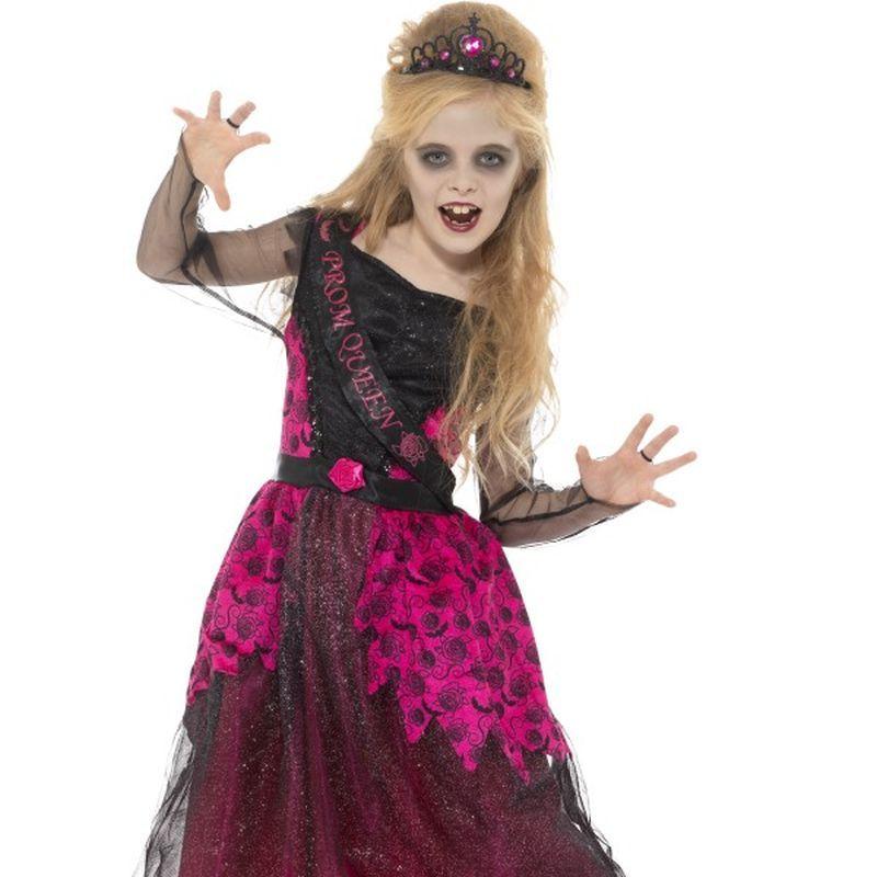 Deluxe Gothic Prom Queen Costume Adult Pink Black 1
