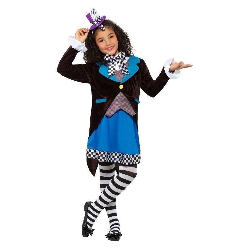 Deluxe Little Miss Hatter Costume Dress Attached Waistcoat Cravat Top Hat 2