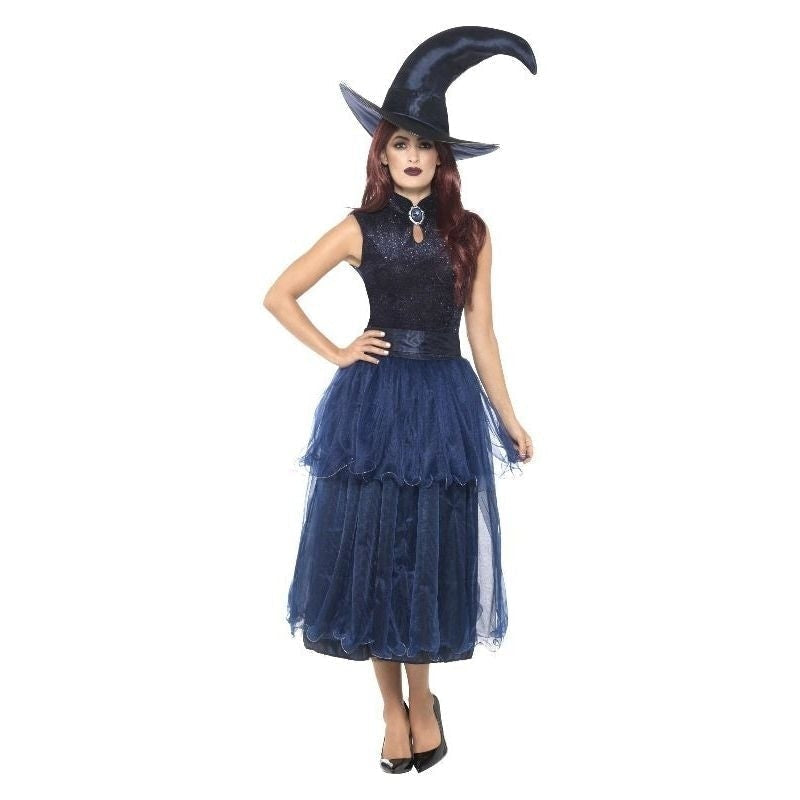 Midnight Witch Costume Blue Deluxe Dress Belt Lenticular 3D Print Brooch and Pointy Hat 1