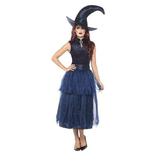 Midnight Witch Costume Blue Deluxe Dress Belt Lenticular 3D Print Brooch and Pointy Hat 1