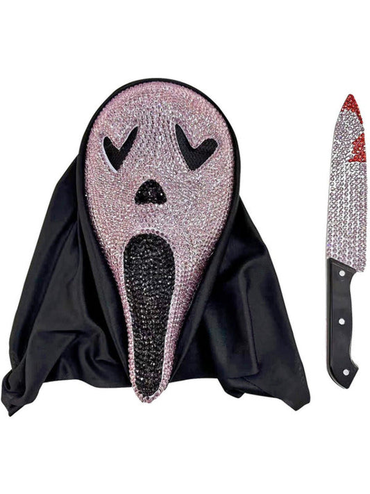 Pink Jewelled Scream Movie Kit with Mask + Knife 2