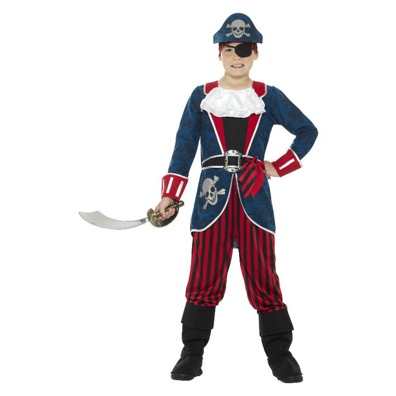 Deluxe Pirate Captain Costume Blue and Red Child 1