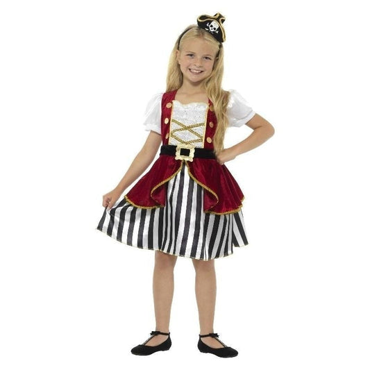 Pirate Girl Costume Kids Red Black and White Dress and Hat 1