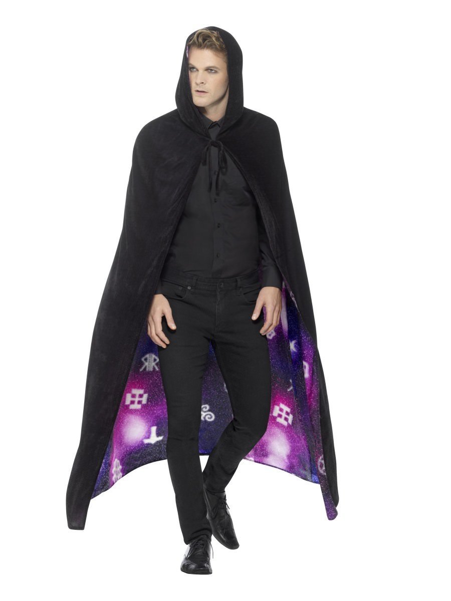Deluxe Reversible Galaxy Ouija Cape Adult Black Purple 2