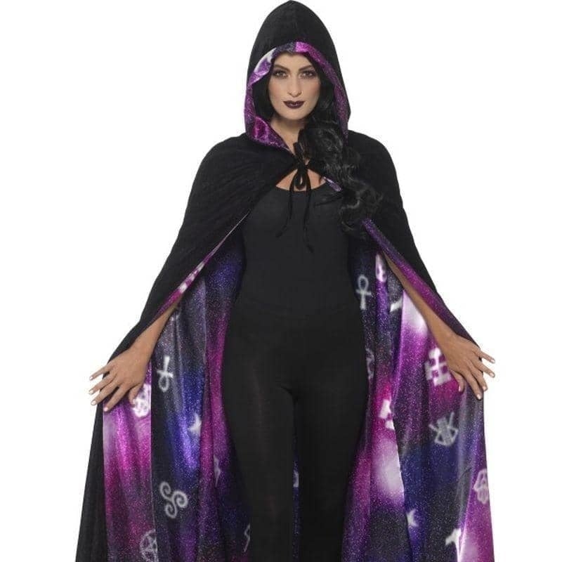 Deluxe Reversible Galaxy Ouija Cape Adult Black Purple 1