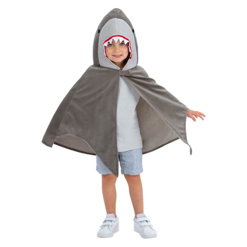Shark Cape Kids Grey Costume with Teeth Hood 1