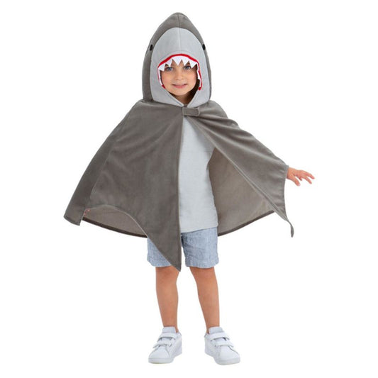 Shark Cape Kids Grey Costume with Teeth Hood 1
