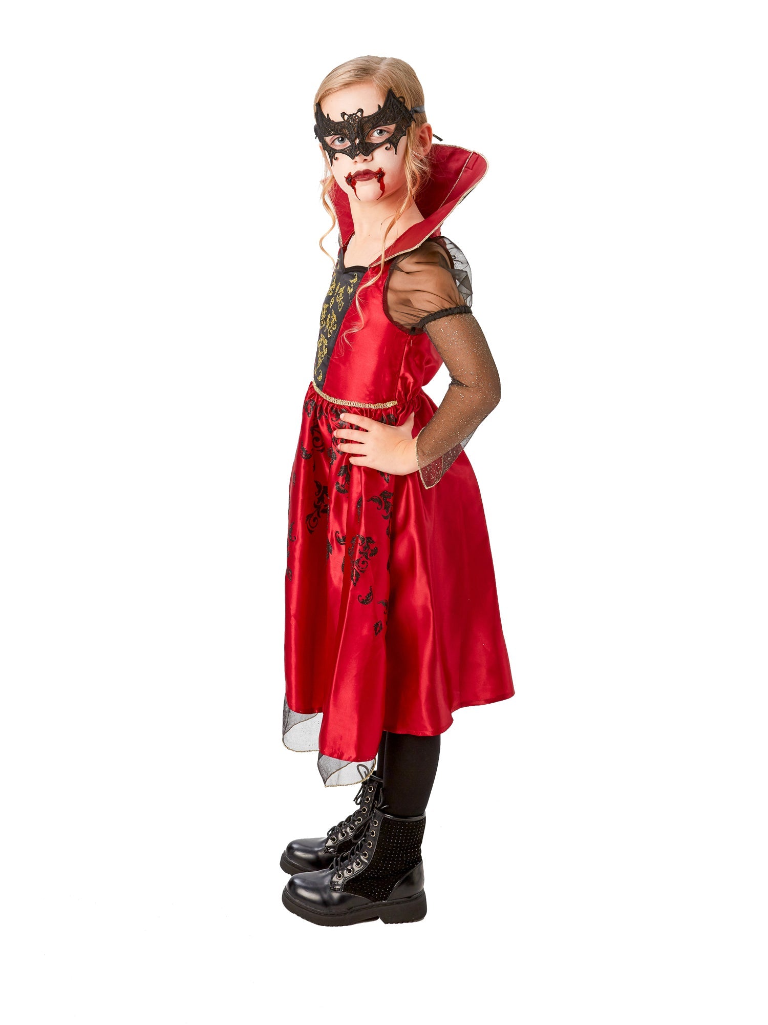 Deluxe Vampiress Costume Red Dress for Girls 2