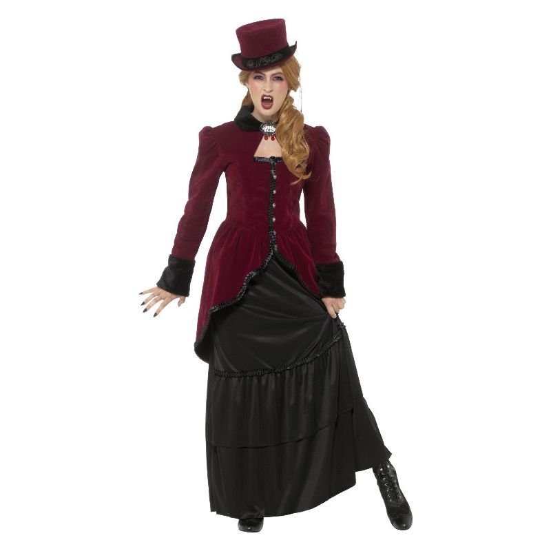 Deluxe Victorian Vampiress Costume Burgundy Adult_1