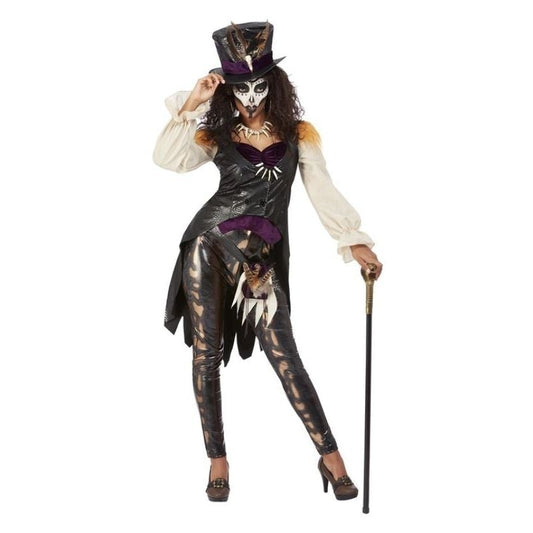 Voodoo Witch Doctor Costume Black Ladies Dress 1