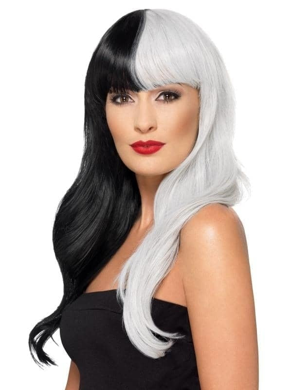 Deluxe Wig Half & With Fringe Adult Black Green_1 sm-48913