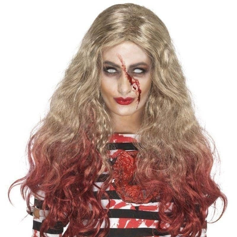 Deluxe Zombie Blood Drip Wig Adult Blonde Red 1
