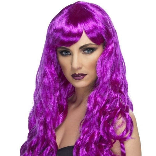 Desire Wig Adult Purple Long Curly with Fringe Fantasy Costume Accessory 2