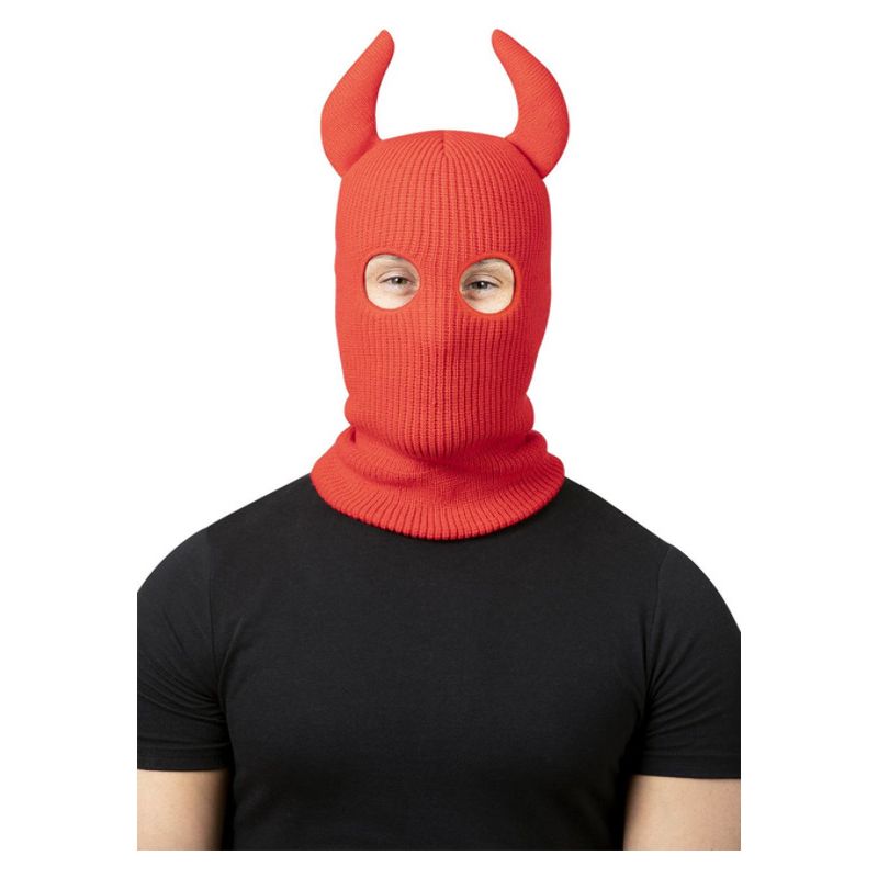 Devil Balaclava Ski Mask with Horns Adult Red 1