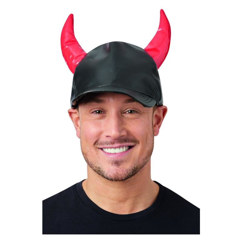 Devil Cap with Horns Adult Black Red 1