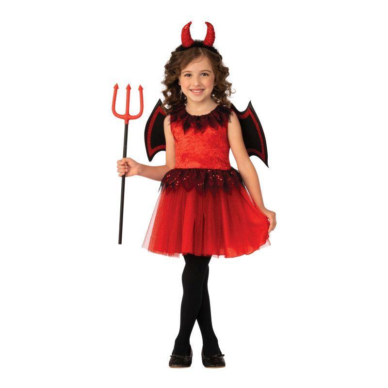 Devil Child Costume Red Tutu Wings Dress_1