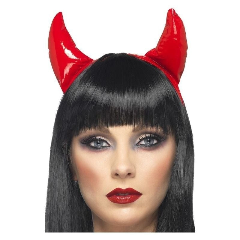 Red PVC Devil Horns on Headband Halloween Costume Accessory 1