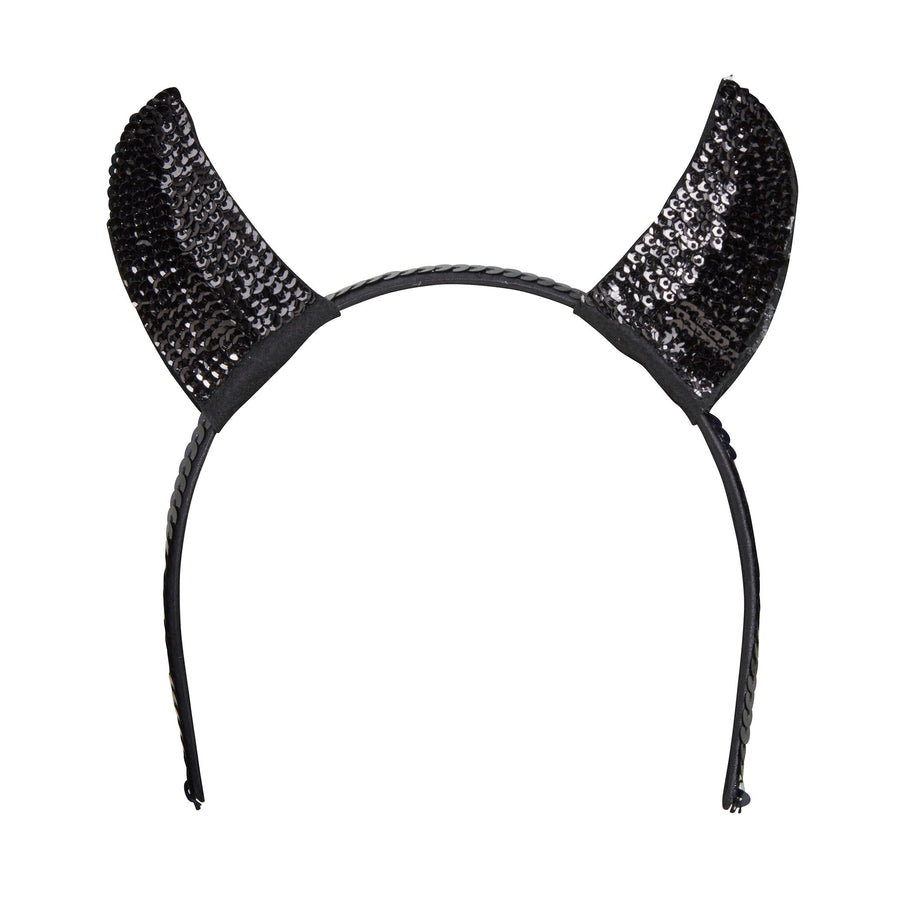Devil Horns Sequin Black Halloween Costume Accessory_1
