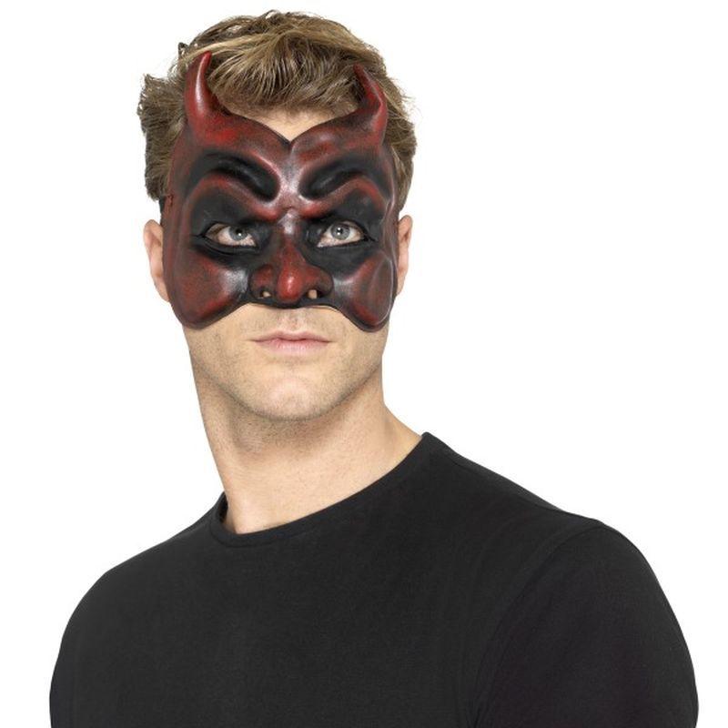 Devil Mask Latex Mens Masquerade Red_1