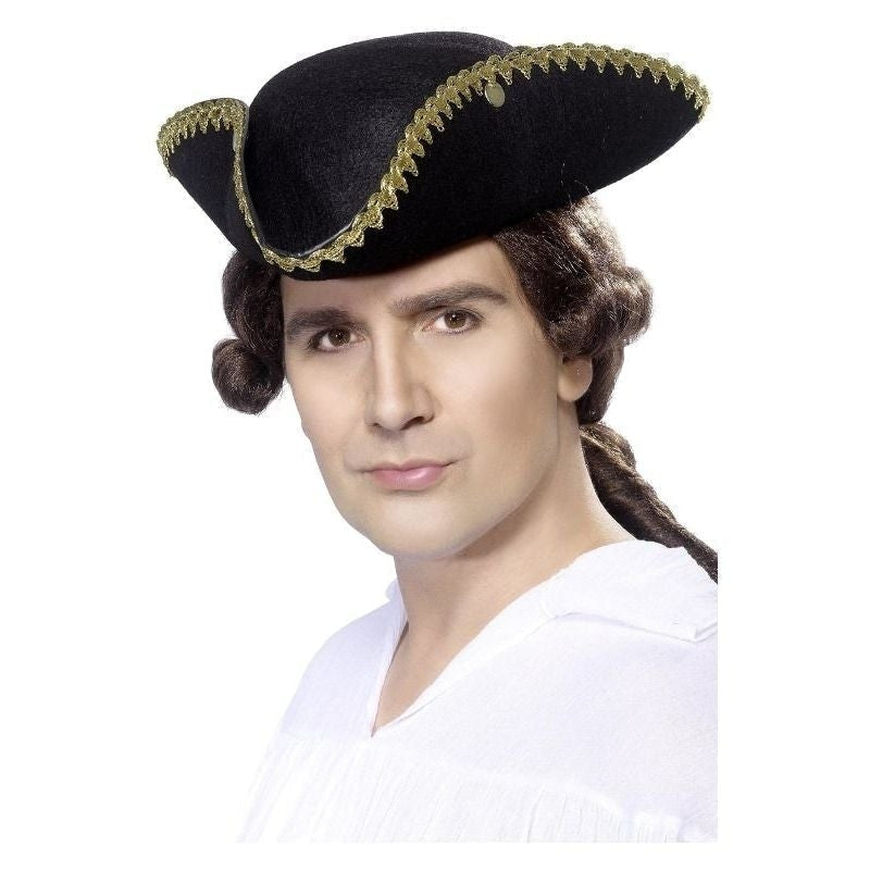 Dick Turpin Tricorn Hat Black Felt Pirate Costume Accessory 1