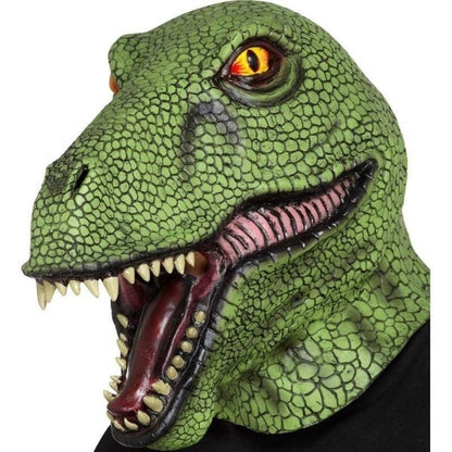 Dinosaur Latex Mask Adult Green Full Overhead Animal Costume Accessory 2
