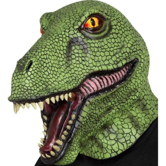 Dinosaur Latex Mask Adult Green Full Overhead Animal Costume Accessory 2