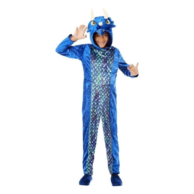 Dinosaur Onesie Costume Kids Blue Hooded All In One 2