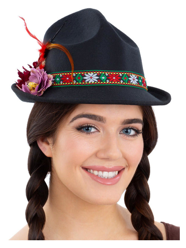 Dirndl Trenker Hat with Feathers Flowers Oktoberfest 1