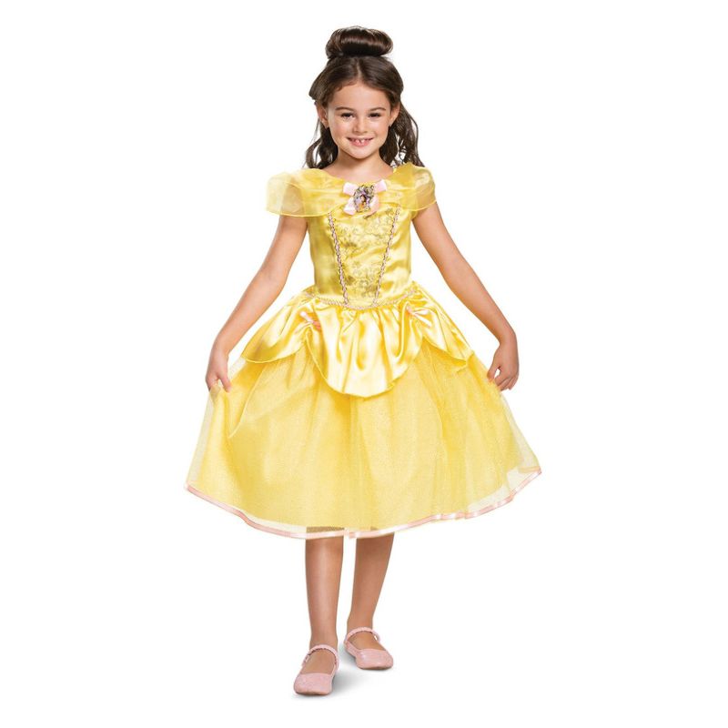 Disney Beauty and The Beast Belle Costume Child Yellow Dress with Character Cameo 1
