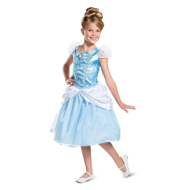 Disney Cinderella Costume Child Blue Dress with Character Cameo 1