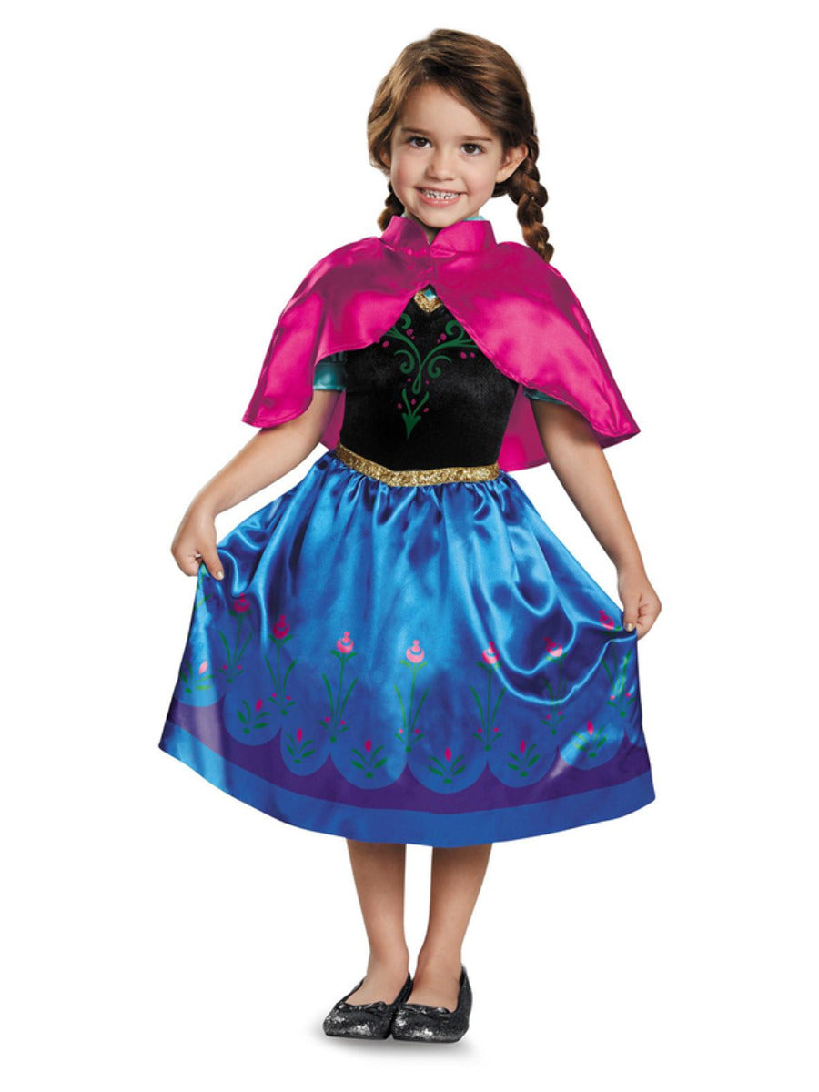 Disney Frozen Anna Travelling Deluxe Childs Costume Dress with Detachable Cloak 1