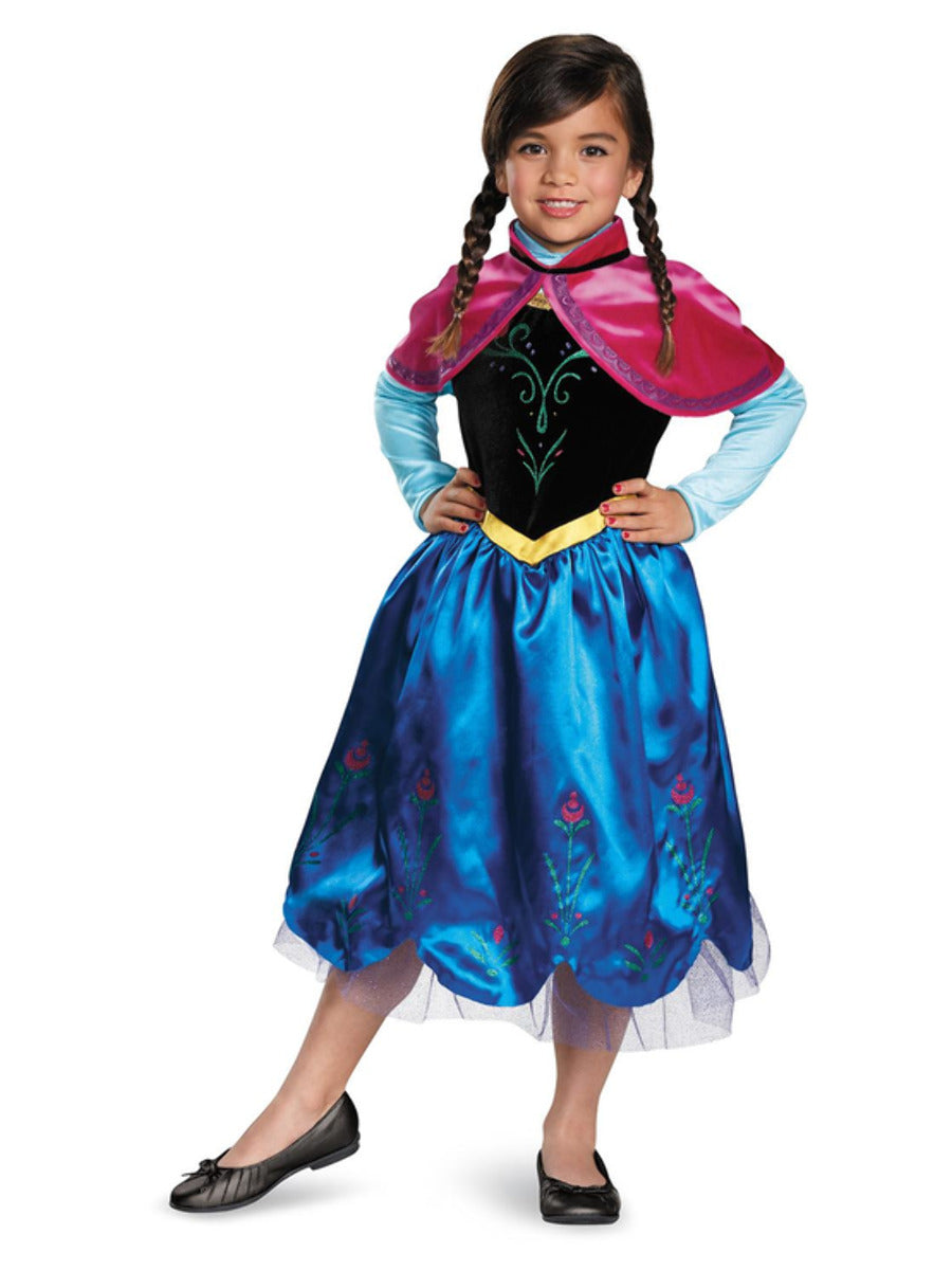 Disney Frozen Anna Travelling Deluxe Childs Costume Dress with Detachable Cloak 1