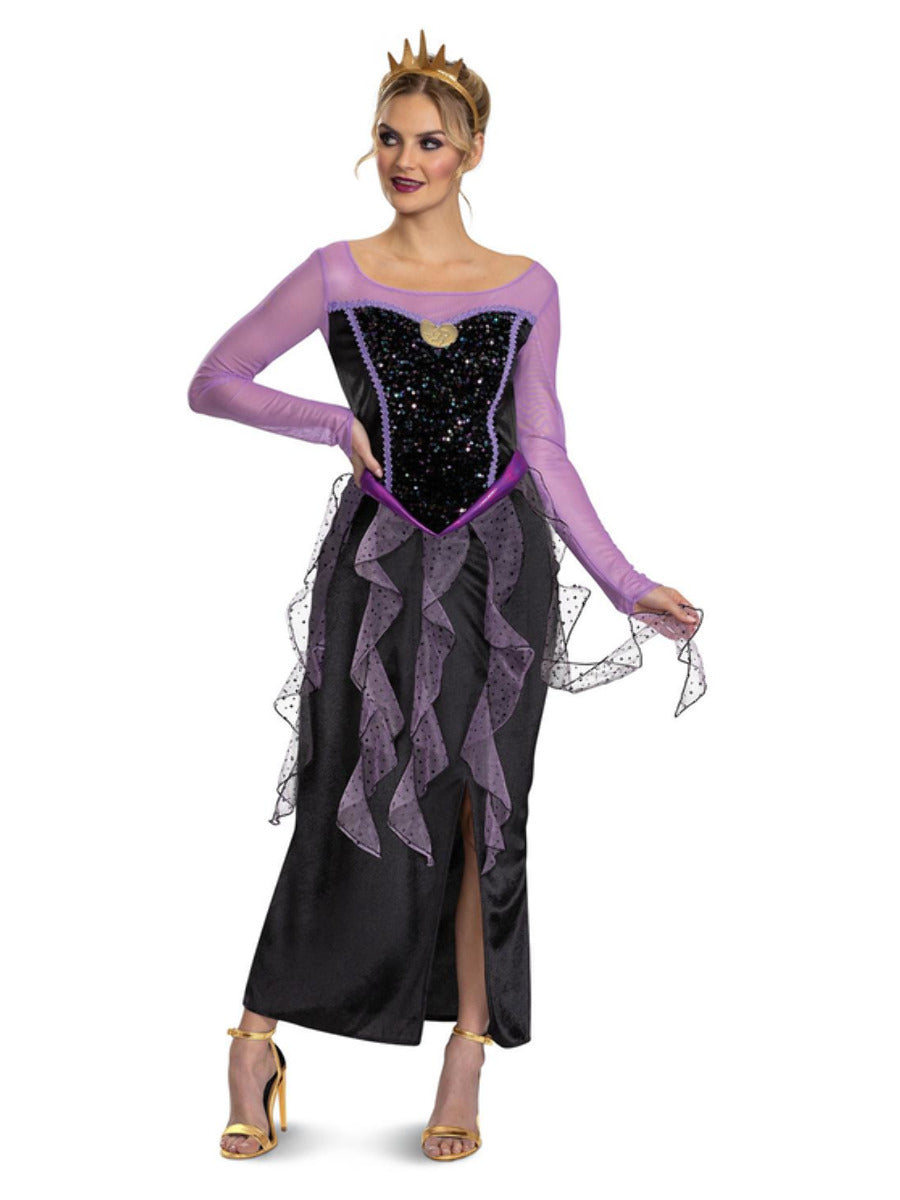 Disney Villains Ursula Classic Costume Adult Long Purple Dress with Lace Accents 1