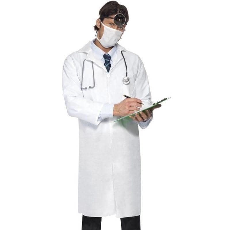 Doctors Costume Adult White Coat Mask 1
